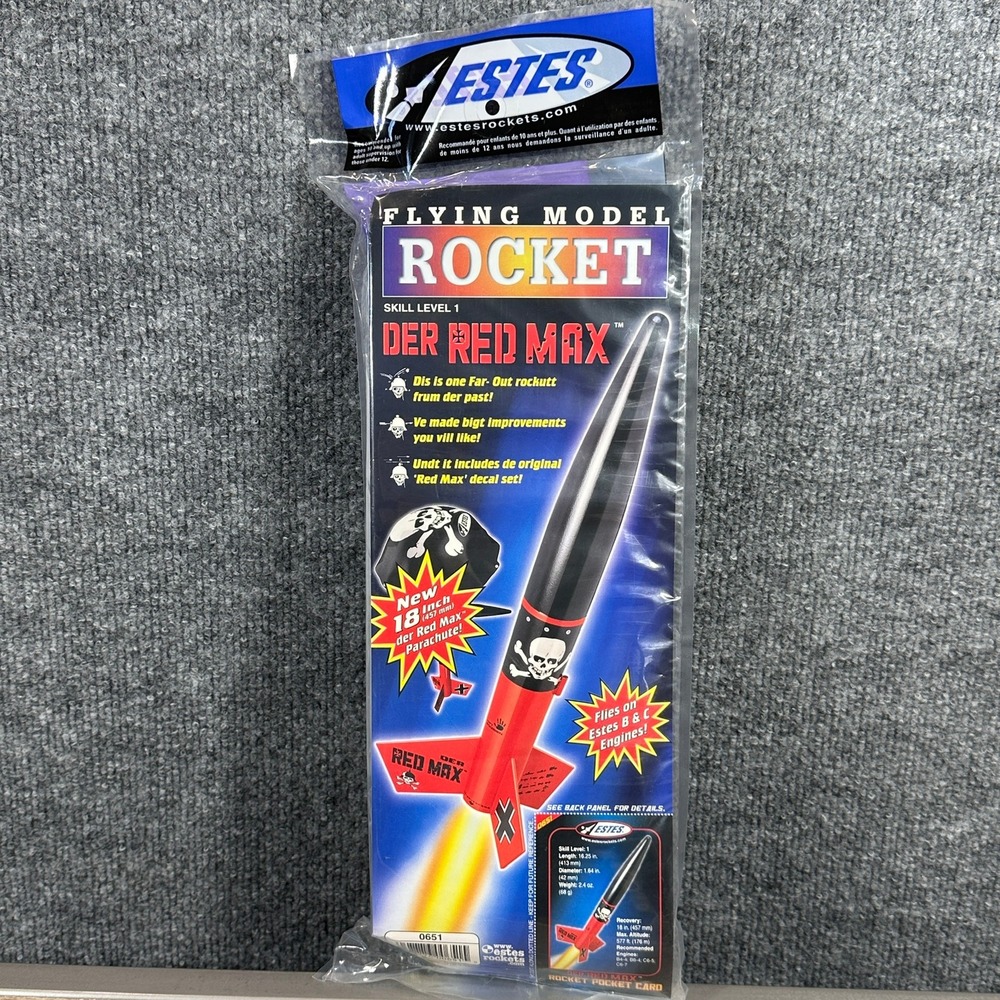 Estes Flying Model Rocket Der Red Max 0651 Skill Level 1 Kit New